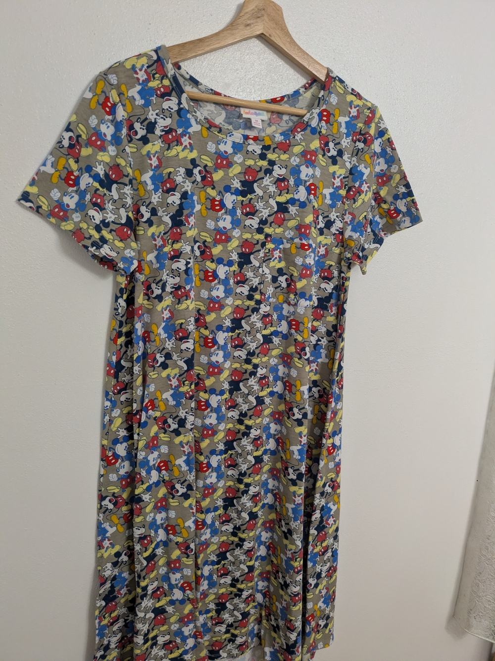 LuLaRoe High-Low Short Sleeve Dress with Mickey Mouse Print